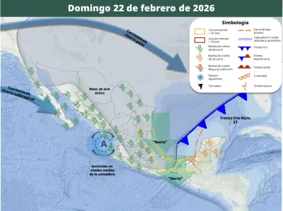 Frente Frío 37 y Masa Ártica Traerán Lluvias Fuertes y Vientos de 100 km/h en México