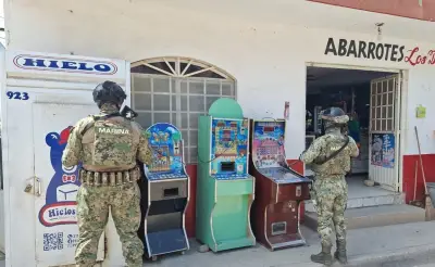 Marina asegura 39 máquinas tragamonedas ilegales 'Habichuelas' en Nayarit