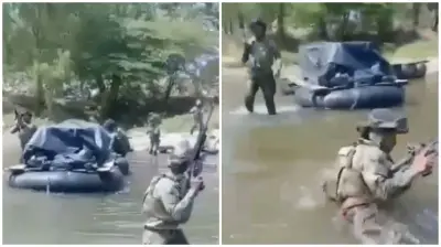 Marinos enfrentan a traficantes de gasolina en el río Suchiate, Chiapas
