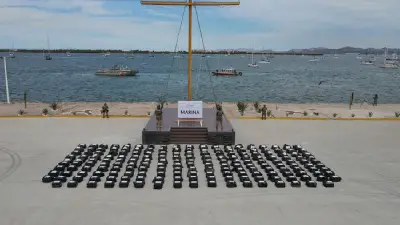 Operativo binacional: Marina de México y Guardia Costera de EE.UU. aseguran 188 bultos de cocaína