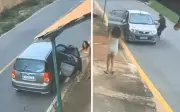 Héroe brasileño salta a auto en movimiento y salva a dos niños de tragedia