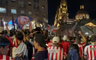 Afición de Chivas inunda de rojiblanco el Centro Histórico antes del Clásico Tapatío