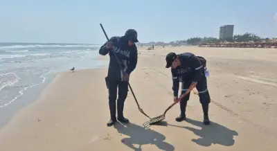Aparecen restos de hidrocarburos en Playa Miramar, Tamaulipas; Marina realiza limpieza