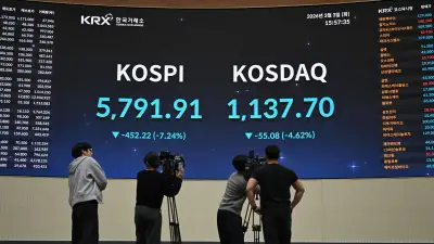 Bolsa de Seúl se desploma 7% y petróleo modera ganancias por conflicto en Medio Oriente