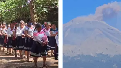 Pobladores celebran cumpleaños del volcán Popocatépetl con rituales y ofrendas ancestrales