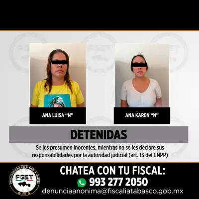 Tabasco: Capturan a dos presuntas operadoras vinculadas a mandos de La Barredora en Jalapa