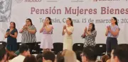 Ariadna Montiel entrega pensión Mujeres Bienestar en Colima junto a Claudia Sheinbaum