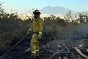 Incendio forestal consume pastizales en el Cerro de las Mitras en Monterrey
