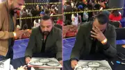 Latin Lover llora al recibir dibujo de Héctor Garza y Perro Aguayo Jr. en emotivo encuentro