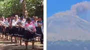 Pobladores celebran cumpleaños del volcán Popocatépetl con rituales y ofrendas ancestrales