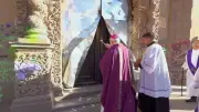Realizan ritual de exorcismo en templo histórico de San Luis Potosí tras daños en marcha del 8M