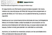 Selección de Irak enfrenta retrasos en trámites de visado para partido en México