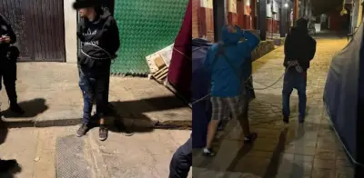 Comerciantes amarran a presunto ladrón en mercado de Zimapán, Hidalgo