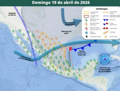 Frente Frío 45 Impactará México con Lluvias Fuertes y Masa de Aire Polar