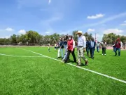 Gobernadora Delfina Gómez inaugura Unidad Deportiva Atlatongo en Teotihuacán