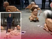 Perros robot con cabezas de Musk y Zuckerberg invaden museo en Berlín