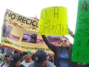 San José Chiapa: Habitantes protestan contra recicladora en evento de Sheinbaum