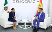 Sheinbaum y Sánchez dialogan sobre la conquista de México en encuentro bilateral en España