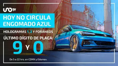 Hoy No Circula viernes 15 mayo 2026: autos azules placas 9 y 0 descansan
