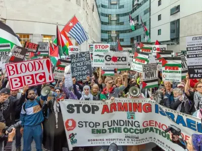 Protesta contra la BBC por silencio ante genocidio en Gaza