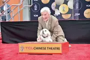 Glenn Close plasma sus huellas y las de su perrito en Hollywood