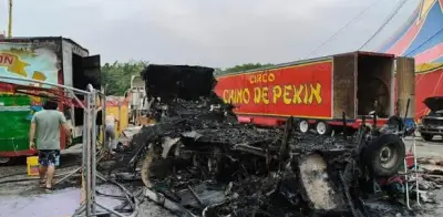 Incendio en casa rodante del Circo Chino de Pekín en Tuxtla Gutiérrez