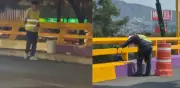 Denuncian ante Contraloría por pintar dispositivos de tránsito en color morado