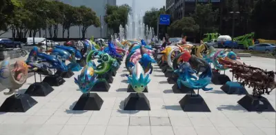 Abandonan 61 ajolotes gigantes del Mundial 2026 en la CDMX