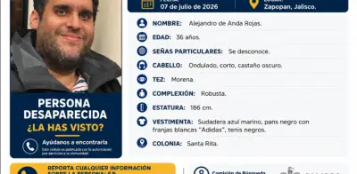 Continúa búsqueda de Alejandro de Anda Rojas, desaparecido en Zapopan