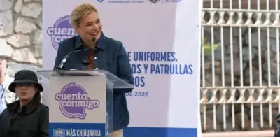 Gobernadora Maru Campos entrega equipo policial por 10 mdp en Guachochi