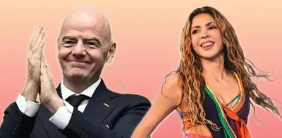 Shakira recibe balón autografiado de presidente de la FIFA Gianni Infantino