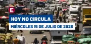 Hoy No Circula miércoles 15 julio 2026: autos con engomado rojo y placas 3 y 4