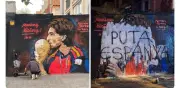 Vandalizan mural de Ferran Torres en Barcelona con consignas independentistas