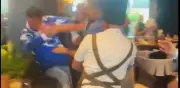 Video: Riña entre aficionados argentinos y españoles en restaurante de Plaza Artz