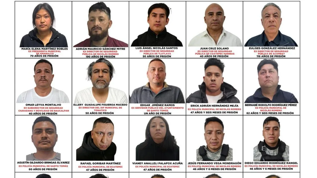 Operación Enjambre suma 1 mil 146 años de prisión contra 20 exfuncionarios en el Edomex