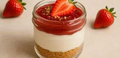 Receta de cheesecake de fresa en vaso sin horno para 4-6 personas