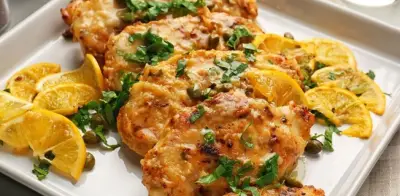 Receta de piccata de pollo italiana con salsa de limón y alcaparras